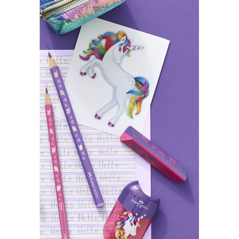 Faber-Castell ensemble d'écriture licorne, rose, 4 pièces